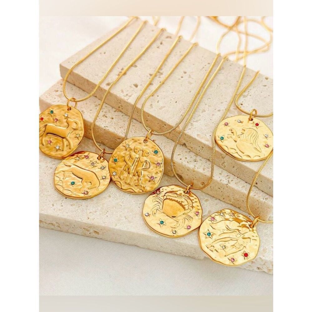 Gold Zodiac aries Pendant Necklace M778